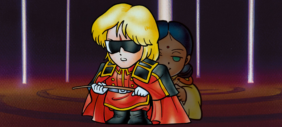 Lalah standing behind Quattro.