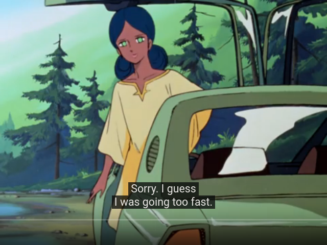 Lalah apologizes for driving too quickly.