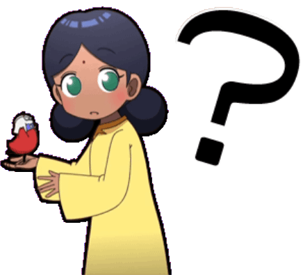 Lalah playing with a bird, then looking up with a question mark.